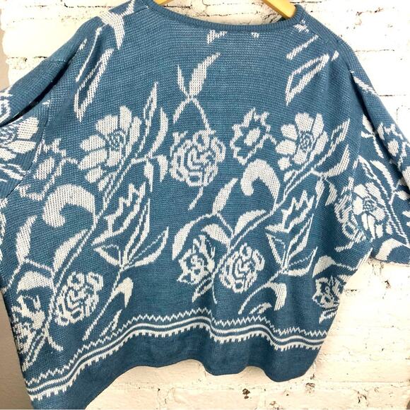 Vintage Plus Size Floral Knit Cardigan Sweater - Picture 7 of 9